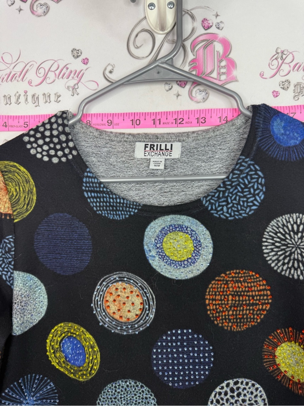 FRILLI EXCHANGE shirt Black Long-Sleeve Dot-Pattern Tee - Picture 4 of 8